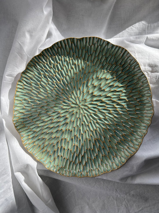 Textured Plate Malachit - Talerz Ceramiczny z Rzeźbioną Fakturą 30 cm