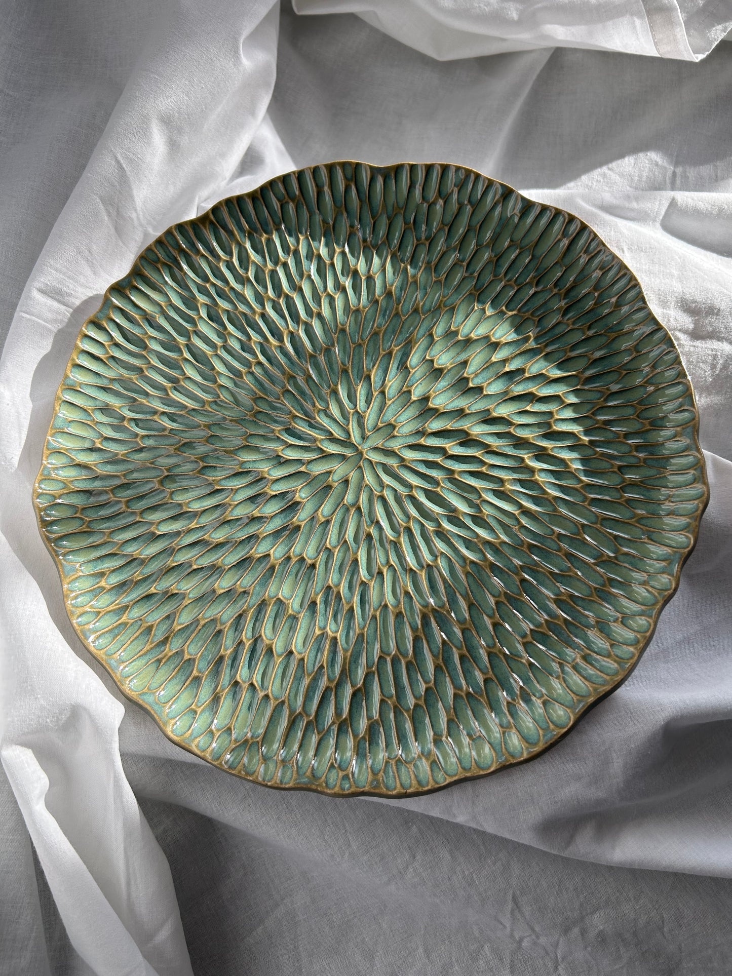 Textured Plate Malachit - Talerz Ceramiczny z Rzeźbioną Fakturą 30 cm