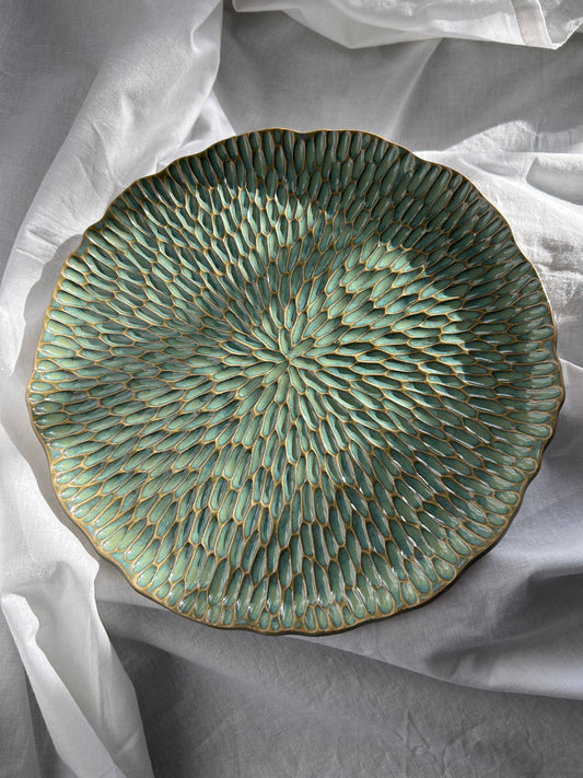Textured Plate Malachit - Talerz Ceramiczny z Rzeźbioną Fakturą 30 cm